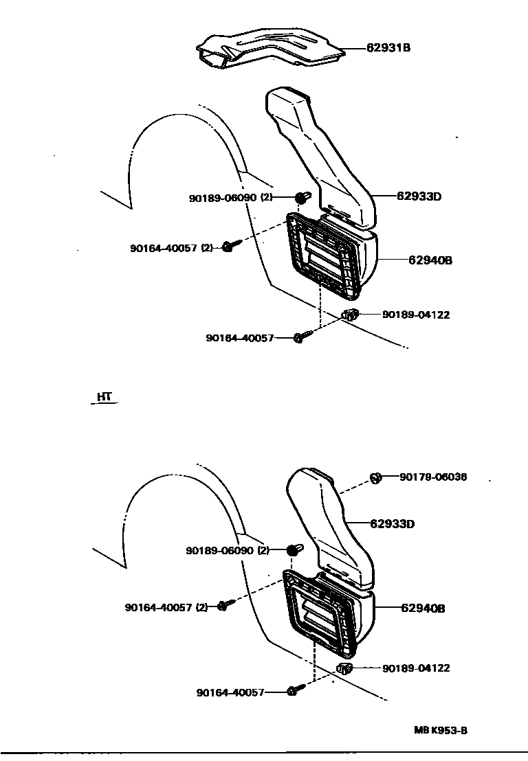 Toyota CAMRY 车侧通风装置 EPC diagram — MBK953B