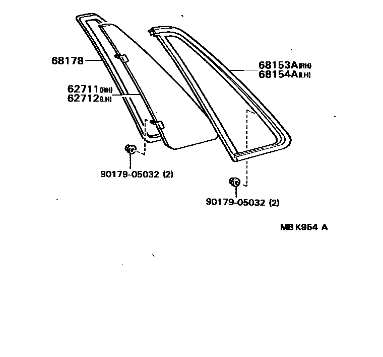 Toyota CAMRY 角窗 EPC diagram — MBK954A
