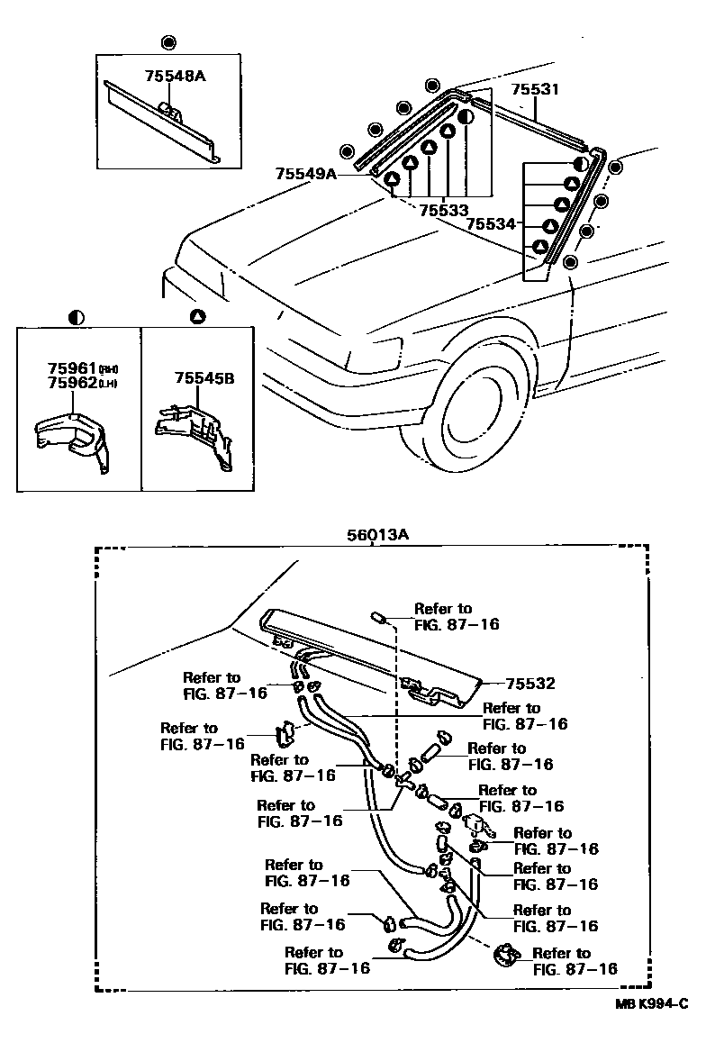 Toyota CAMRY 前防护条 EPC diagram — MBK994C