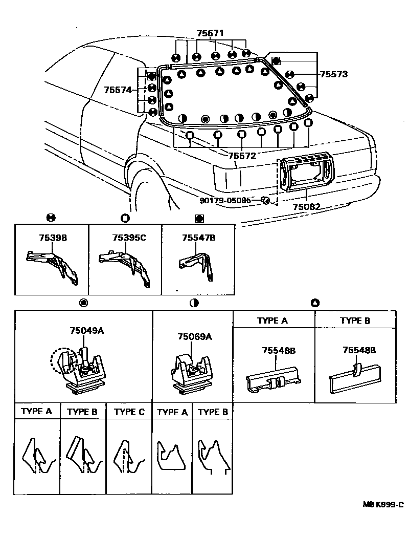 Toyota CAMRY 后防护条 EPC diagram — MBK999C