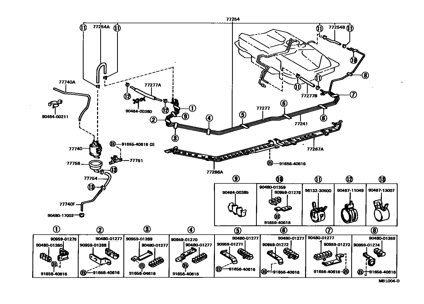 Toyota CAMRY 燃油箱和燃油管 EPC diagram — MBL004D
