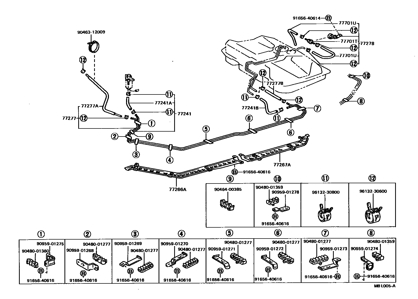 Toyota CAMRY 燃油箱和燃油管 EPC diagram — MBL005A