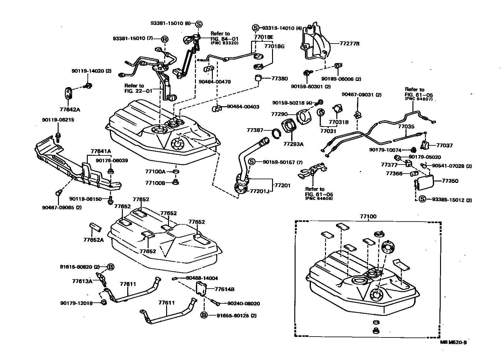 Toyota CAMRY 燃油箱和燃油管 EPC diagram — MBM520B