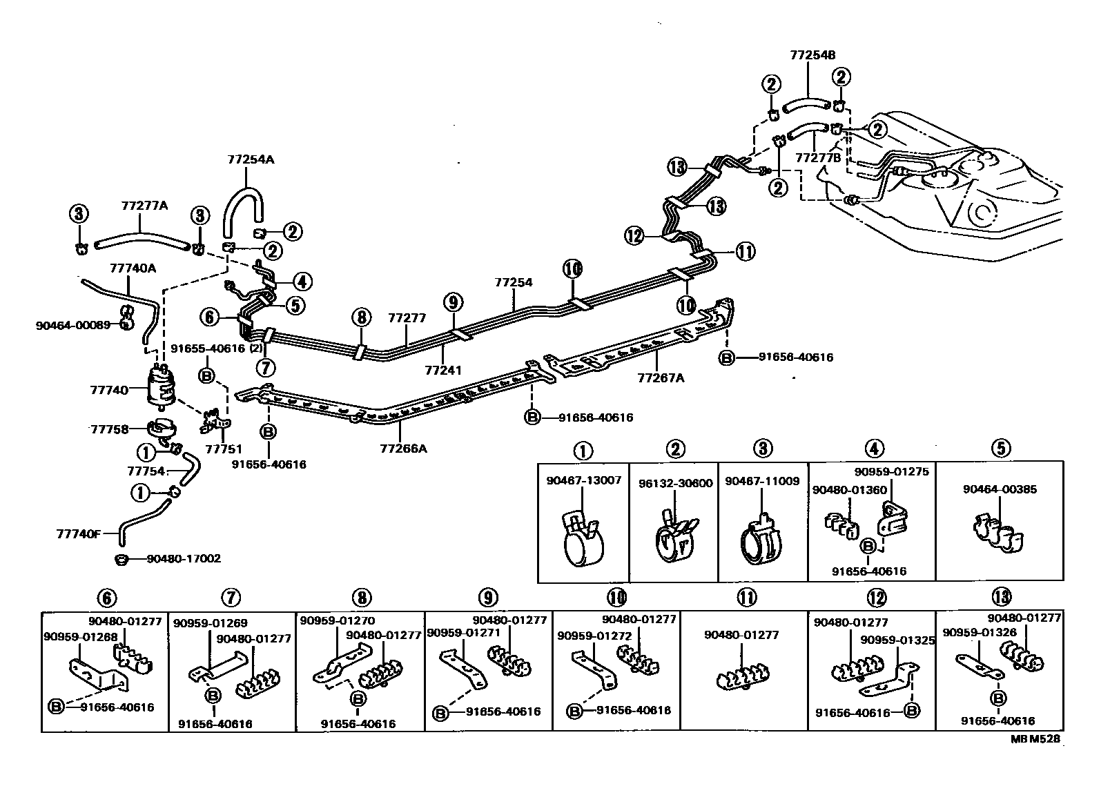 Toyota CAMRY 燃油箱和燃油管 EPC diagram — MBM528