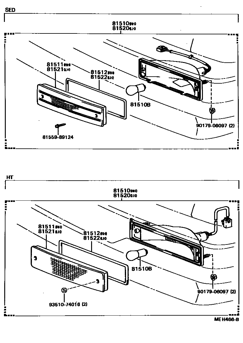 Toyota CAMRY 前转向灯 EPC diagram — MEH466B