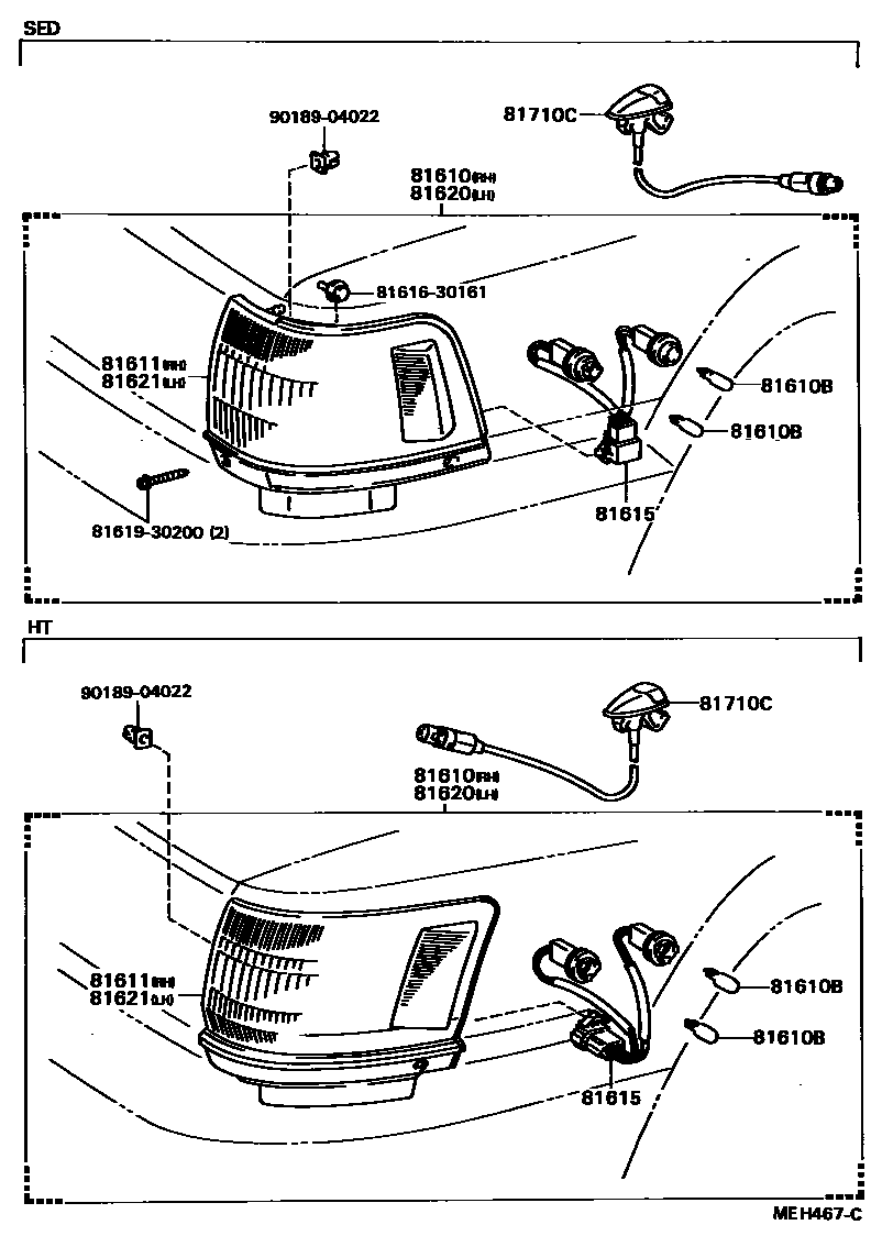 Toyota CAMRY 前示宽灯 EPC diagram — MEH467C