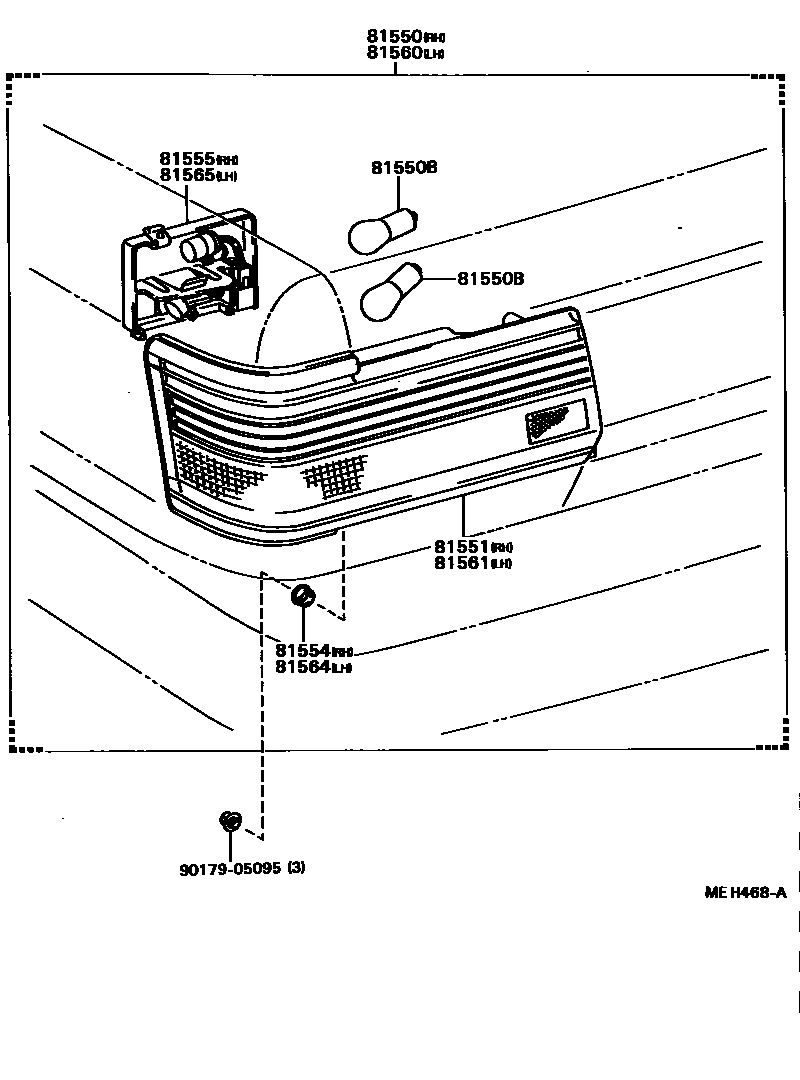 Toyota CAMRY 后组合灯 EPC diagram — MEH468A