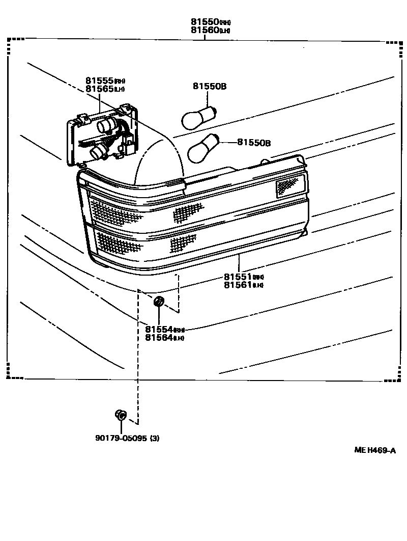 Toyota CAMRY 后组合灯 EPC diagram — MEH469A