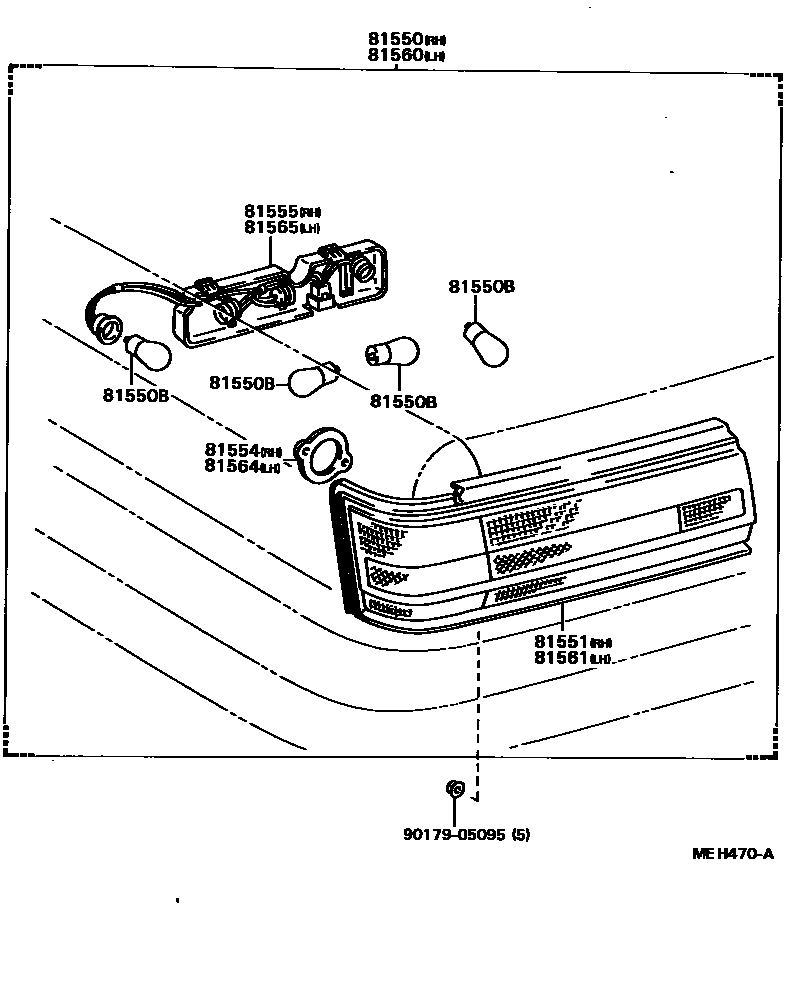Toyota CAMRY 后组合灯 EPC diagram — MEH470A