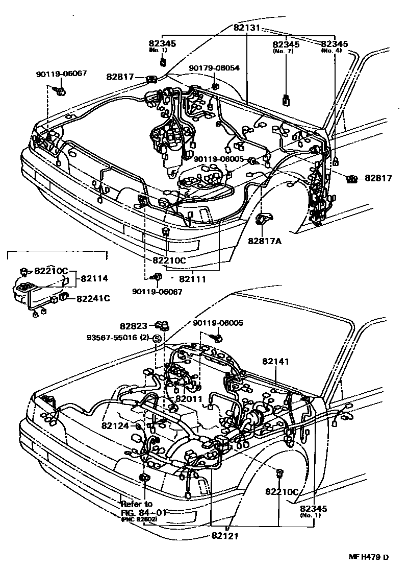 Toyota CAMRY 线束和卡夹 EPC diagram — MEH479D