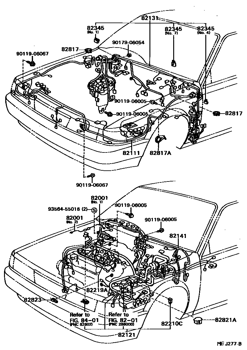 Toyota CAMRY 线束和卡夹 EPC diagram — MEJ277B