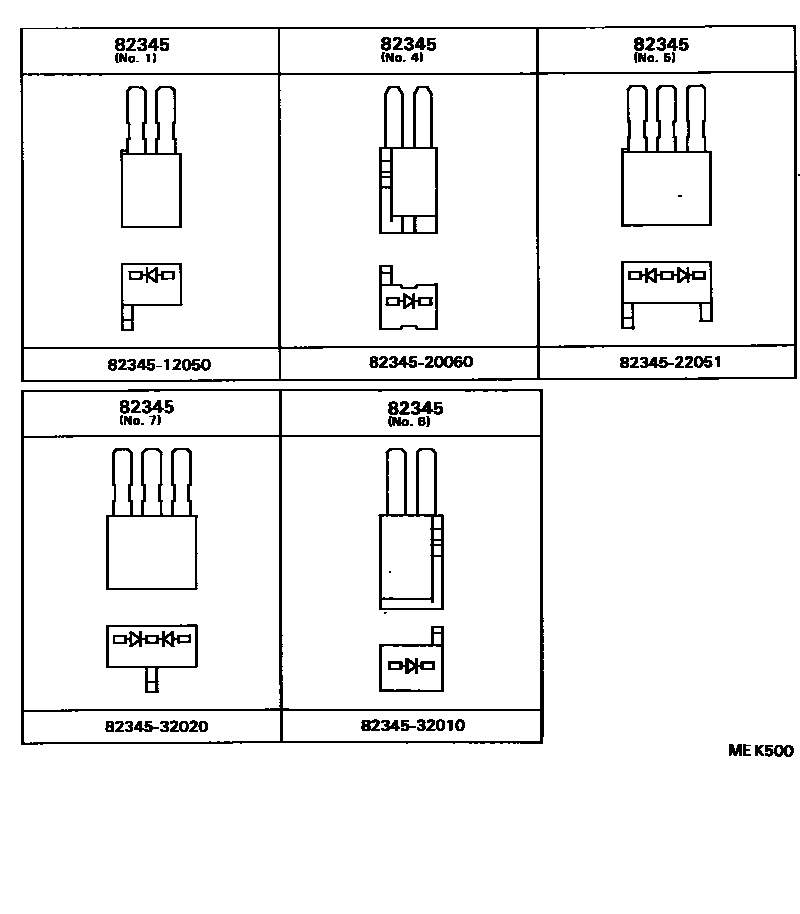 Toyota CAMRY 线束和卡夹 EPC diagram — MEK500