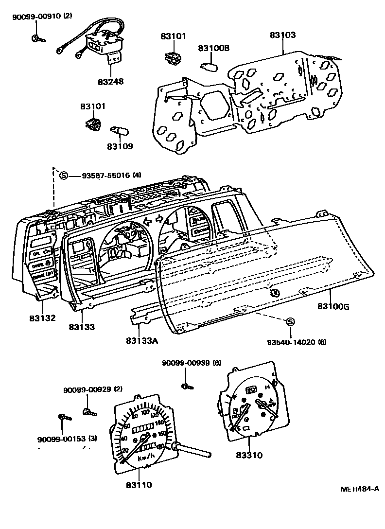 Toyota CAMRY 仪表 EPC diagram — MEH484A