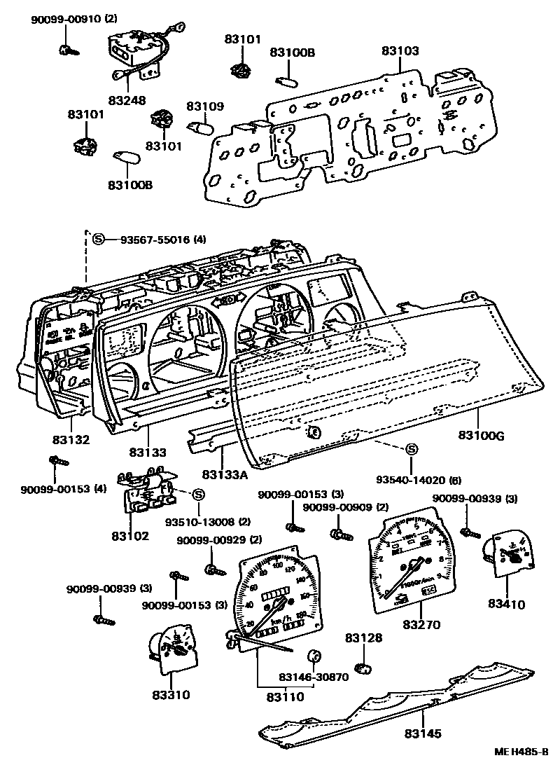 Toyota CAMRY 仪表 EPC diagram — MEH485B