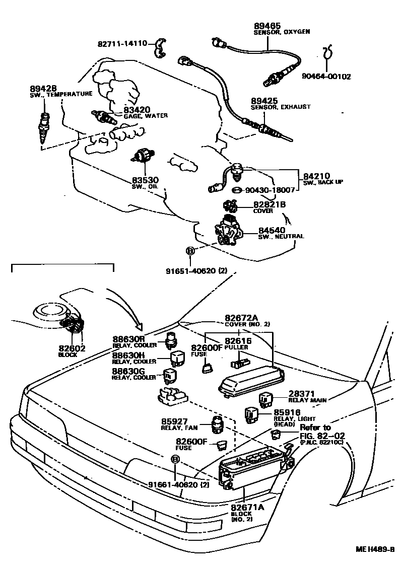 Toyota CAMRY 开关和继电器和ECU EPC diagram — MEH489B