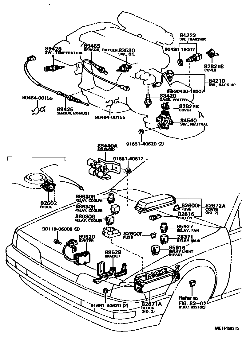 Toyota CAMRY 开关和继电器和ECU EPC diagram — MEH490D
