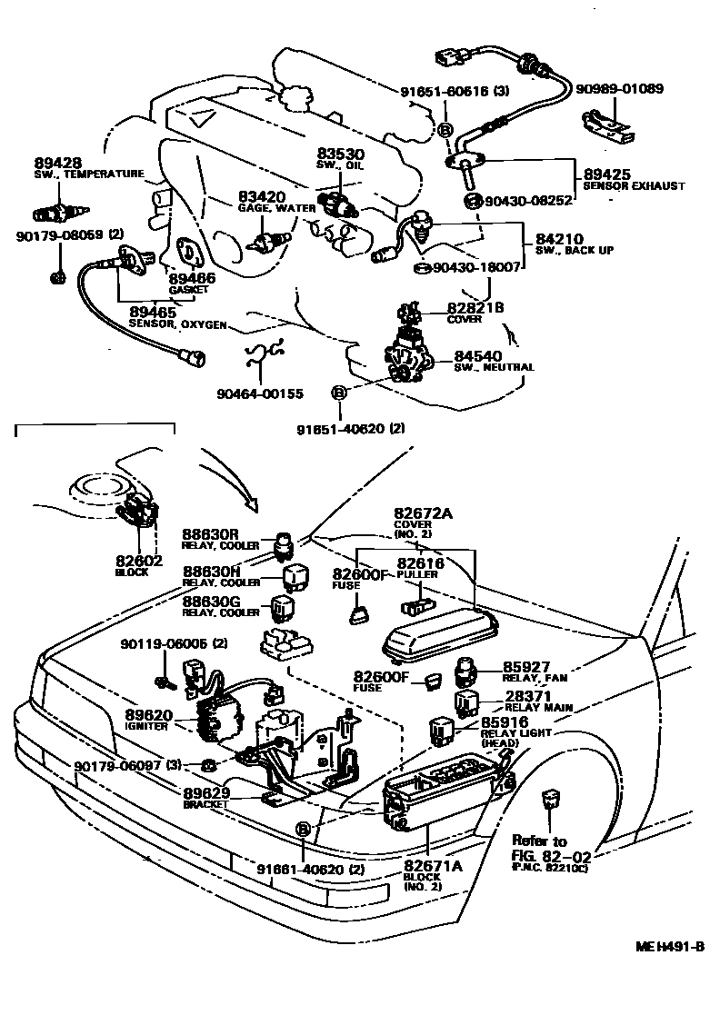 Toyota CAMRY 开关和继电器和ECU EPC diagram — MEH491B