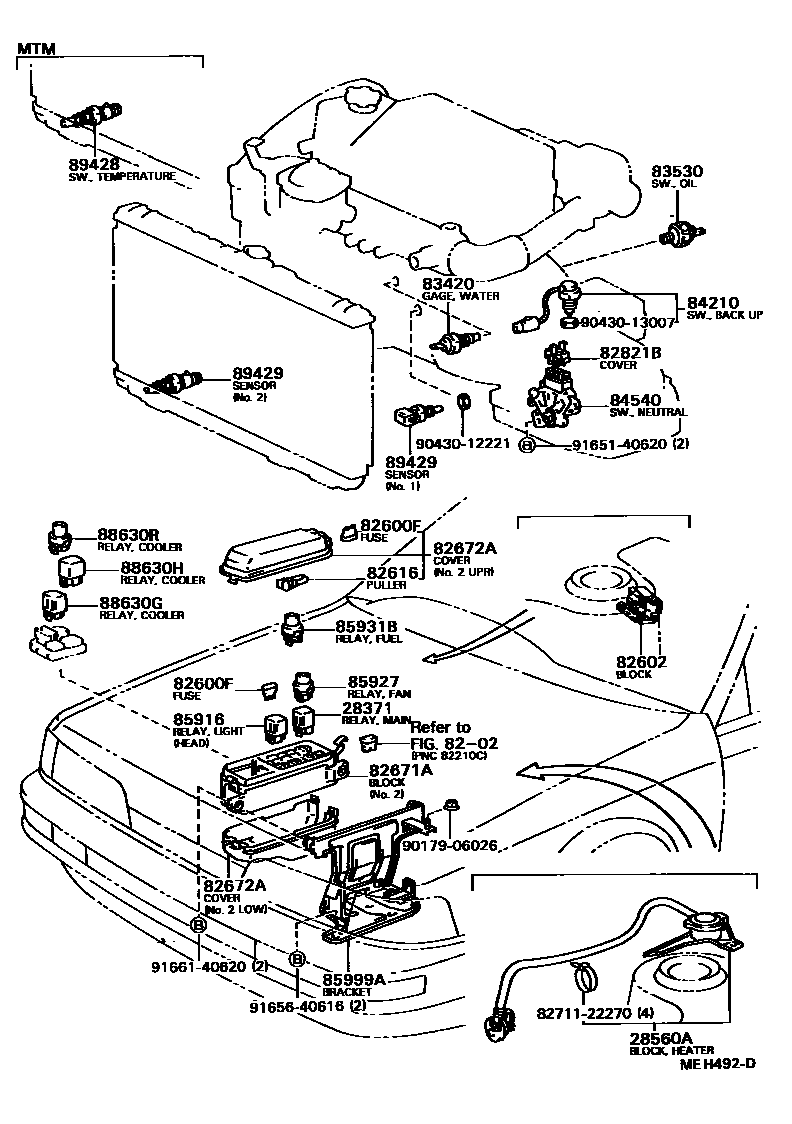 Toyota CAMRY 开关和继电器和ECU EPC diagram — MEH492D