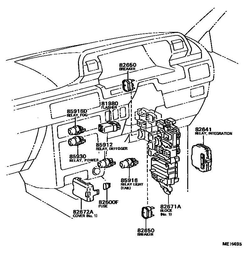 Toyota CAMRY 开关和继电器和ECU EPC diagram — MEH495