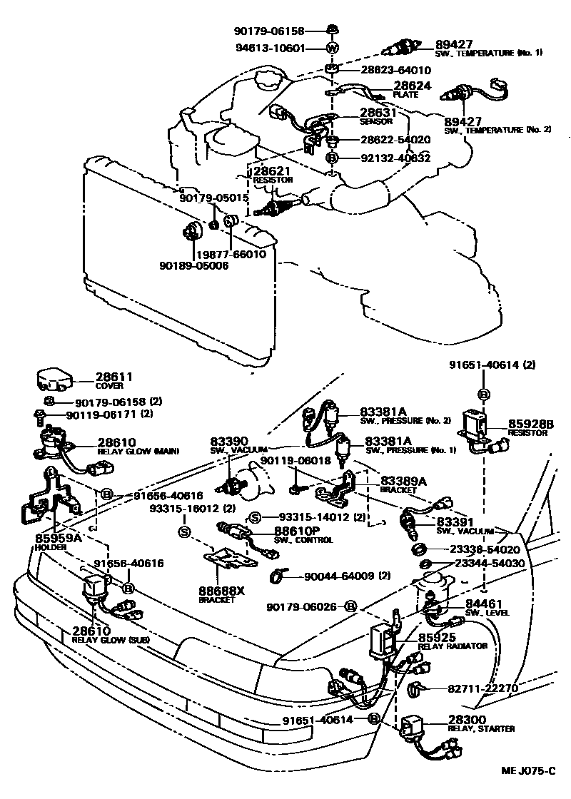 Toyota CAMRY 开关和继电器和ECU EPC diagram — MEJ075C