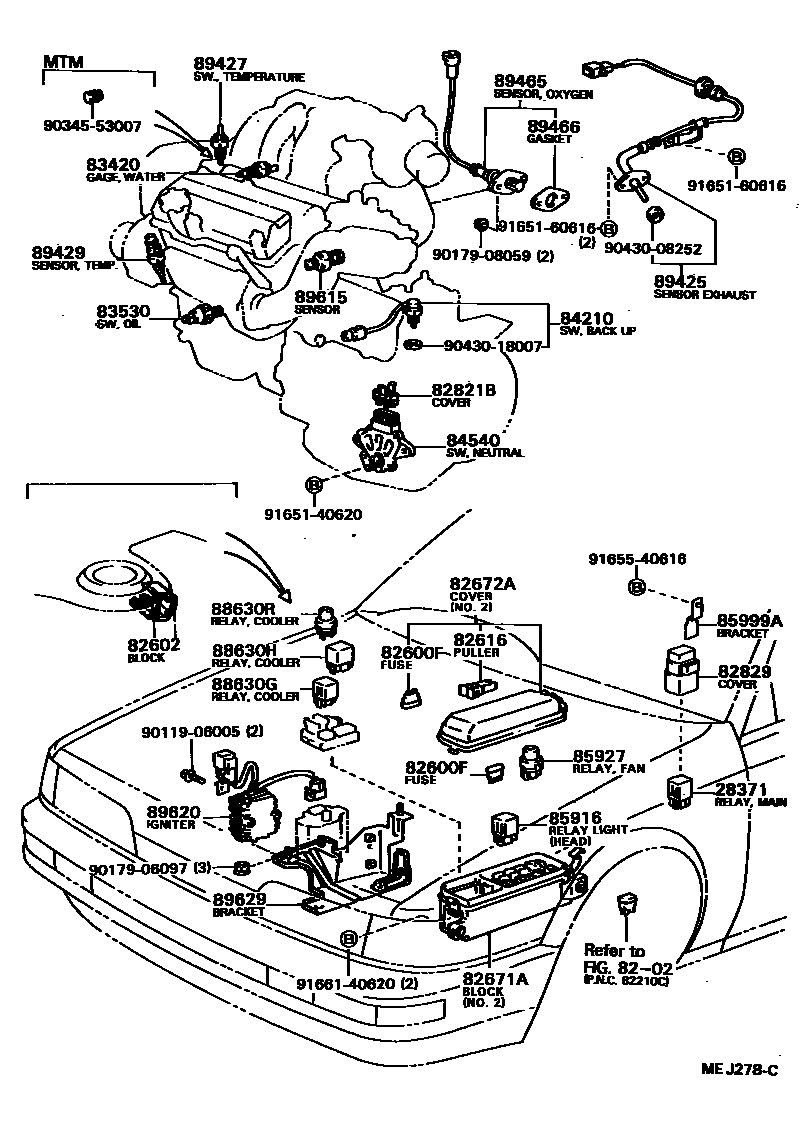 Toyota CAMRY 开关和继电器和ECU EPC diagram — MEJ278C