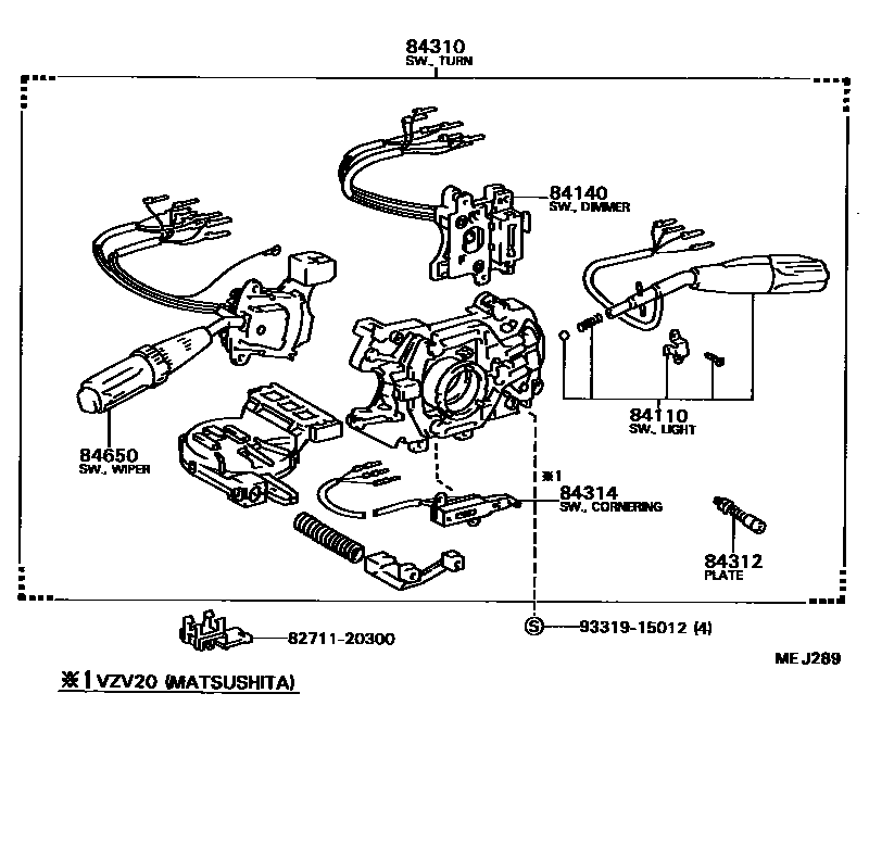 Toyota CAMRY 开关和继电器和ECU EPC diagram — MEJ289