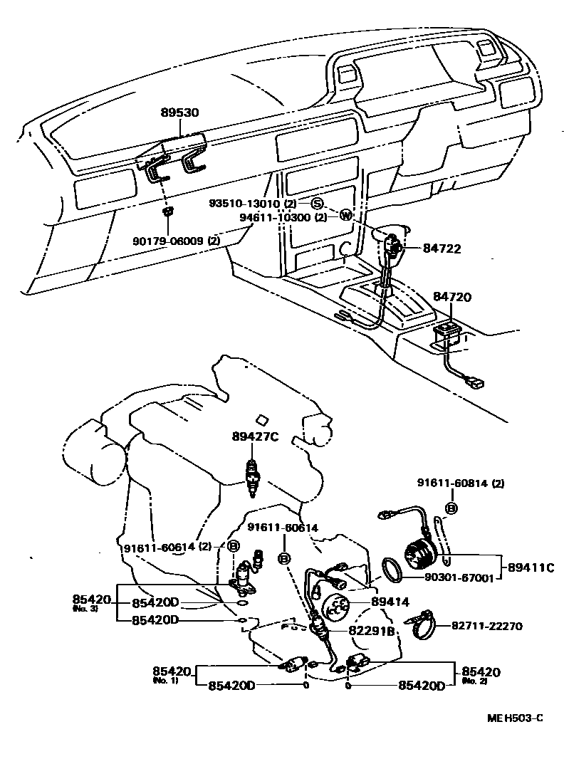 Toyota CAMRY 超速档和电子控制变速器 EPC diagram — MEH503C