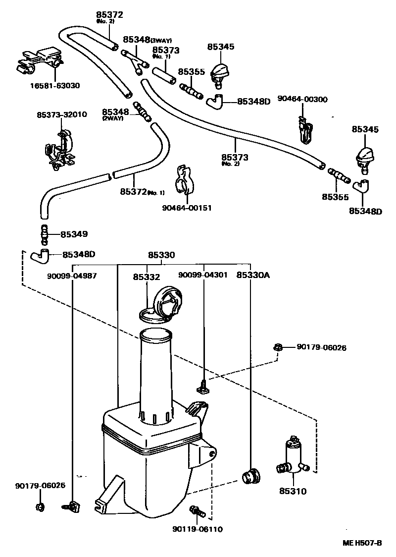 Toyota CAMRY 挡风玻璃清洗器 EPC diagram — MEH507B