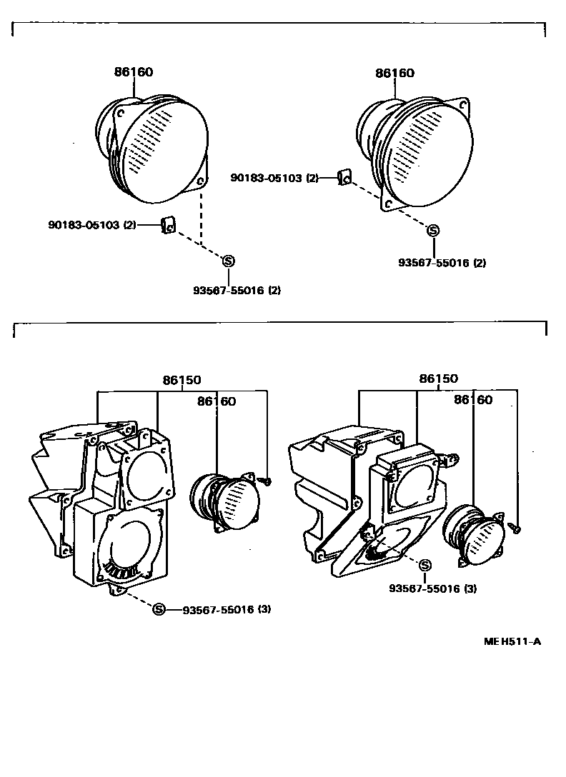Toyota CAMRY 扬声器 EPC diagram — MEH511A