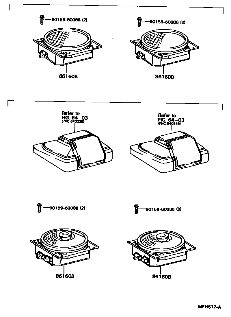 Toyota CAMRY 扬声器 EPC diagram — MEH512A