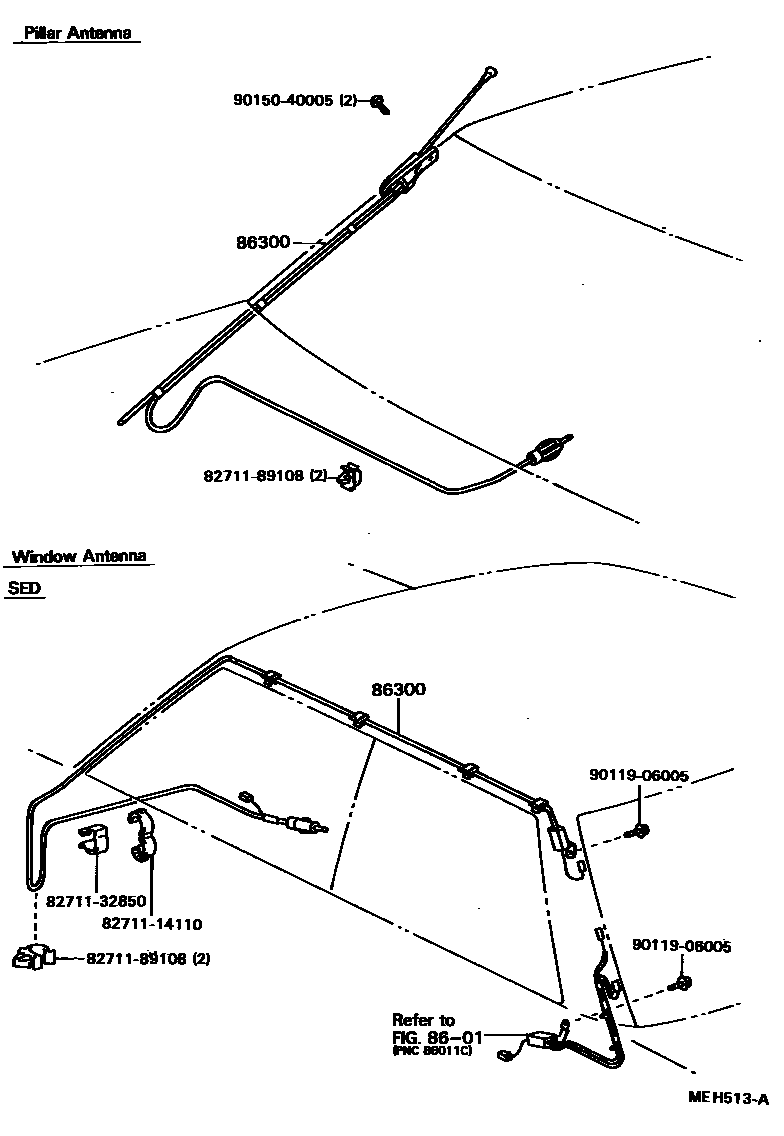Toyota CAMRY antenna EPC diagram — MEH513A