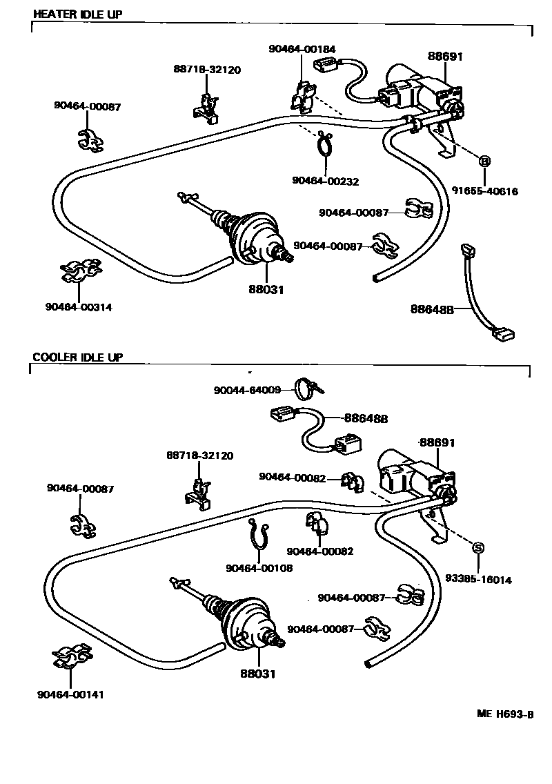 Toyota CAMRY 暖风和空调系统 - 真空管 EPC diagram — MEH693B