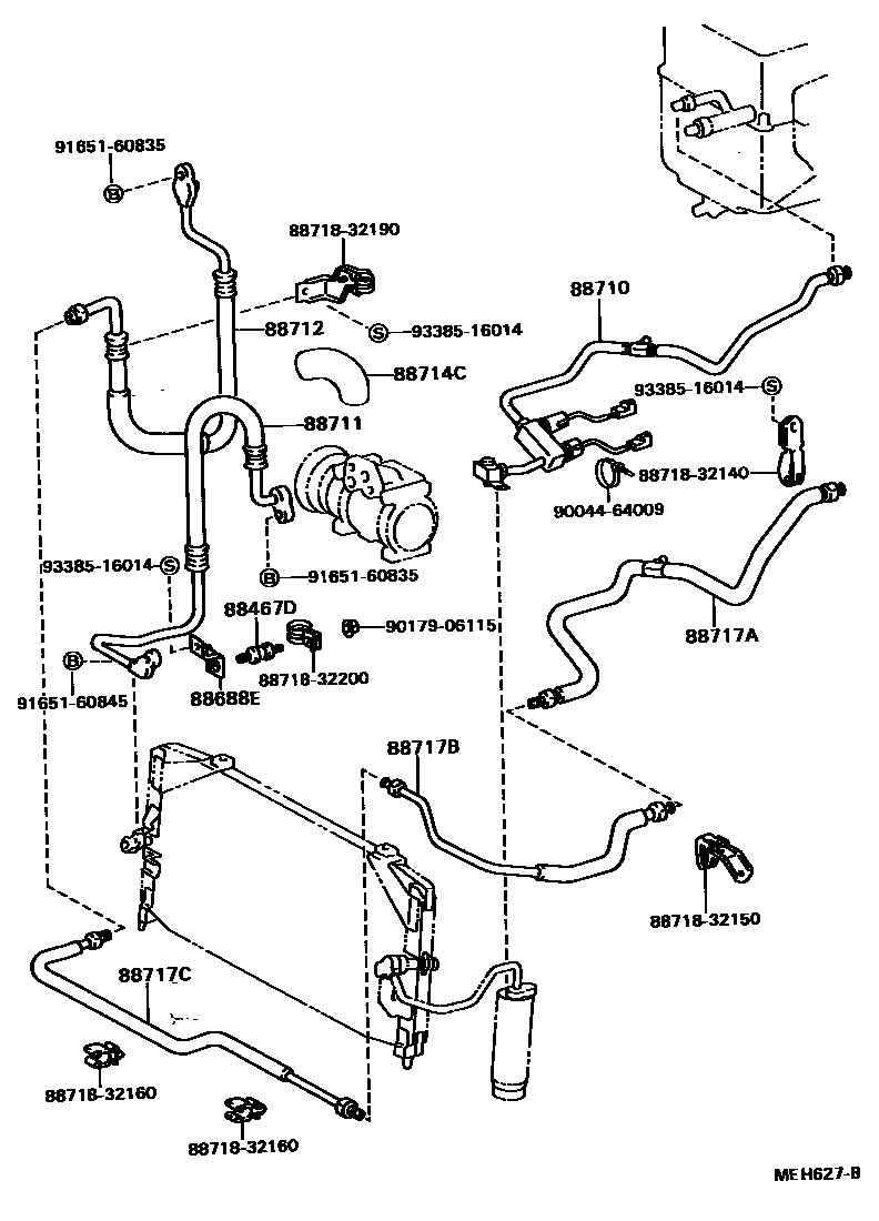 Toyota CAMRY Heating & Air Conditioning - Cooler Piping EPC diagram — MEH627B