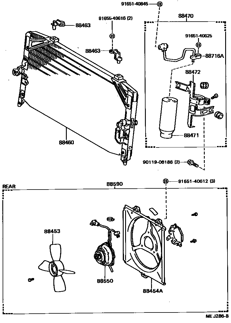 Toyota CAMRY Heating & Air Conditioning - Cooler Piping EPC diagram — MEJ286B