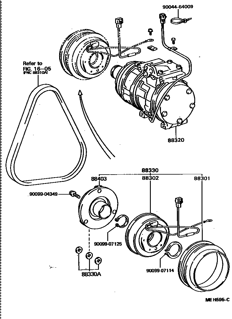 Toyota CAMRY Heating & Air Conditioning - Compressor EPC diagram — MEH595C