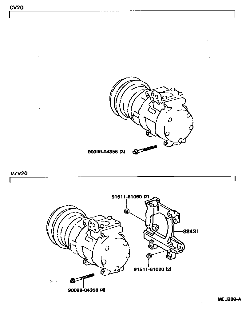 Toyota CAMRY Heating & Air Conditioning - Compressor EPC diagram — MEJ288A
