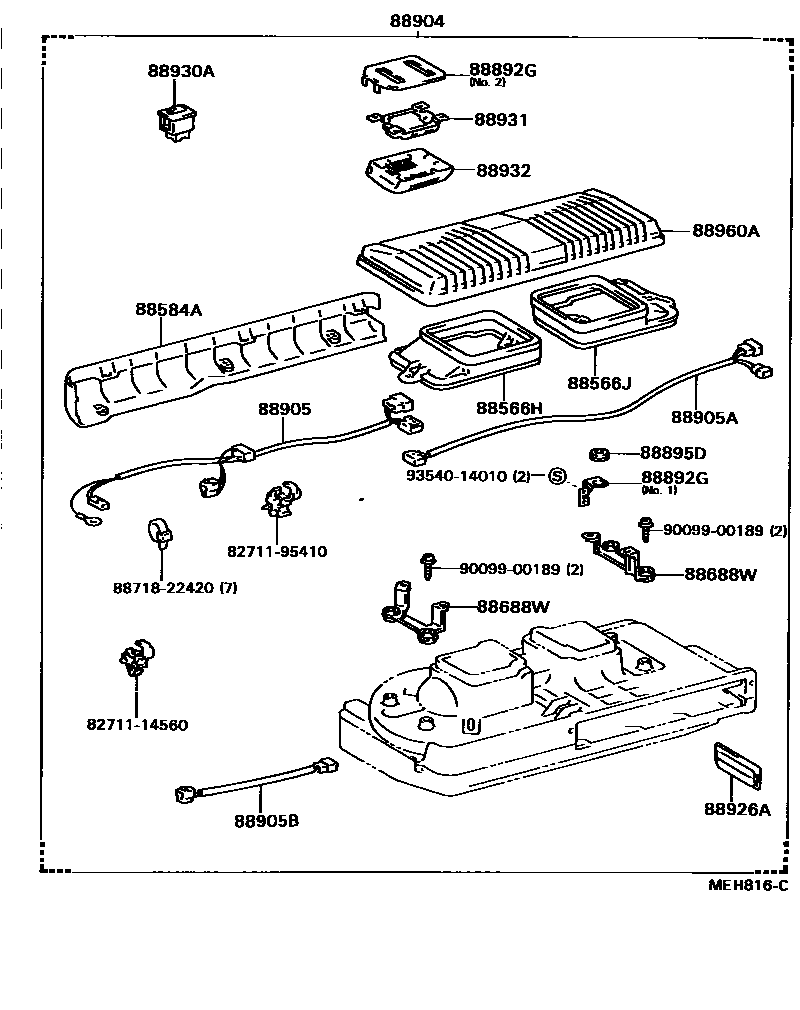 Toyota CAMRY 空气净化器或离子发生器 EPC diagram — MEH816C