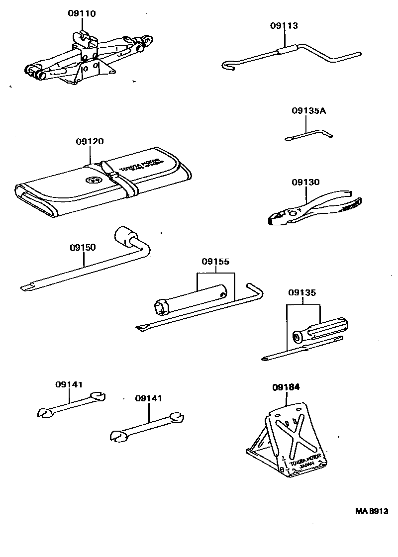 Toyota CAMRY Standard Tools EPC diagram — MAB913