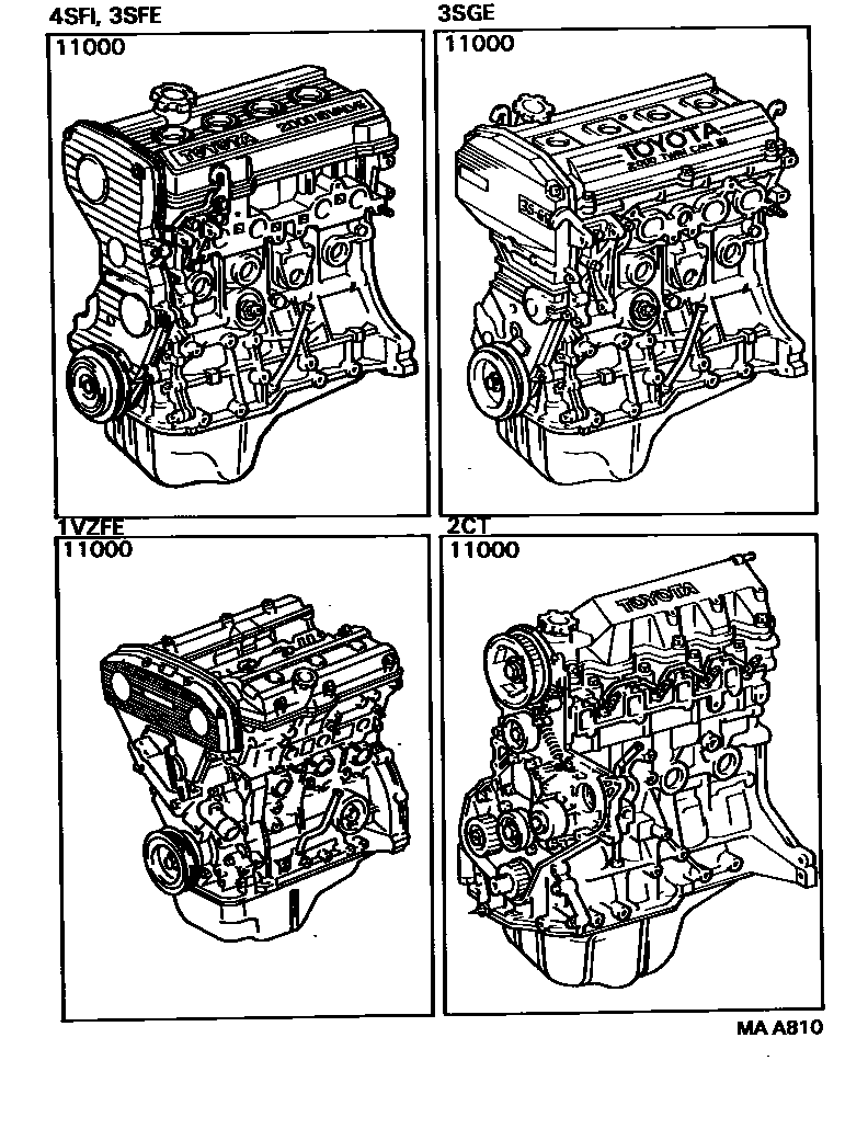 Toyota CAMRY Partial Engine Assembly EPC diagram — MAA810