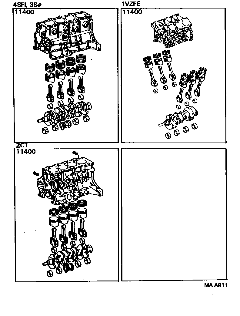 Toyota CAMRY Short Block Assembly EPC diagram — MAA811