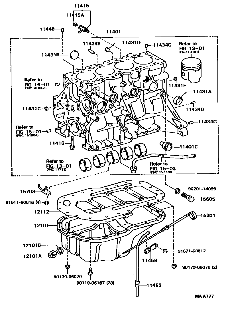 Toyota CAMRY Cylinder Block EPC diagram — MAA777