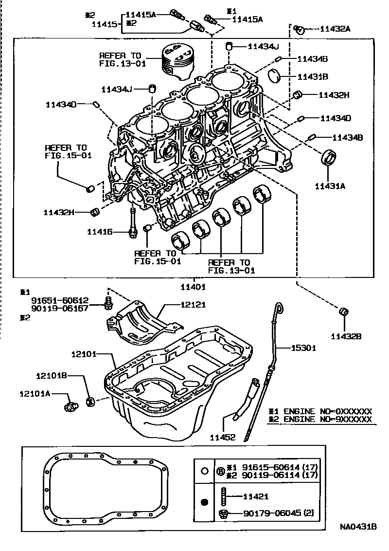 Toyota CAMRY Cylinder Block EPC diagram — NA0431B