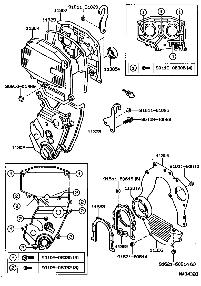 Toyota CAMRY Timing Gear Cover & Rear End Plate EPC diagram — NA0432B