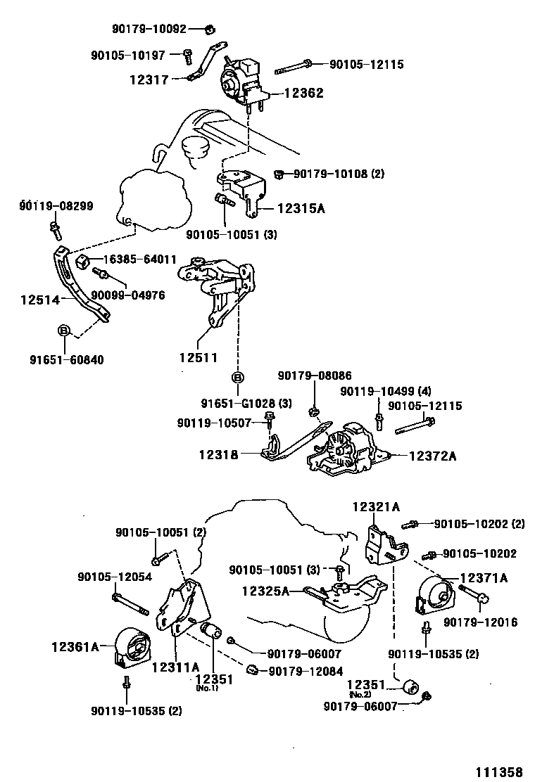 Toyota CAMRY Engine Mounting EPC diagram — 111358