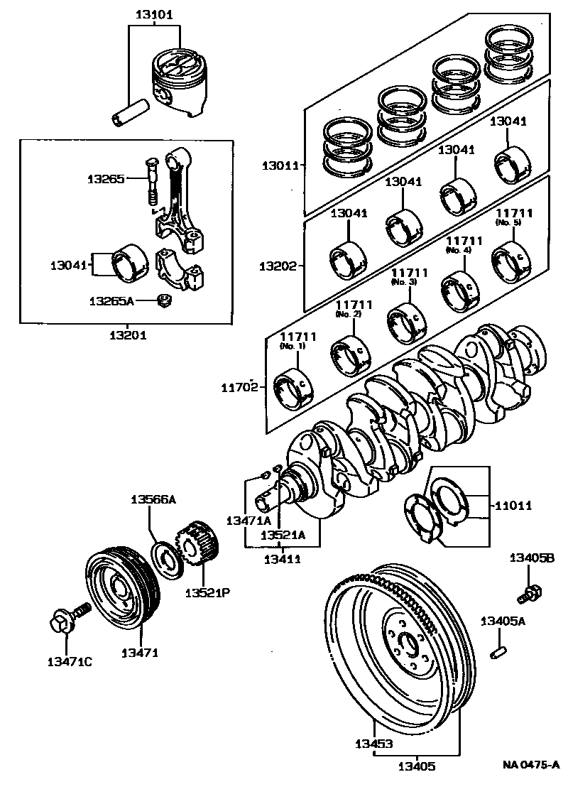 Toyota CAMRY Crankshaft & Piston EPC diagram — NA0475A