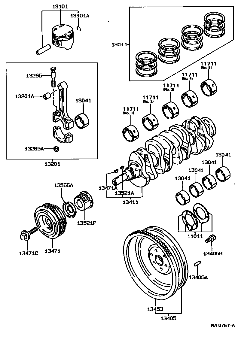 Toyota CAMRY Crankshaft & Piston EPC diagram — NA0757A