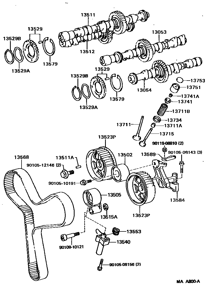 Toyota CAMRY Camshaft & Valve EPC diagram — MAA800A