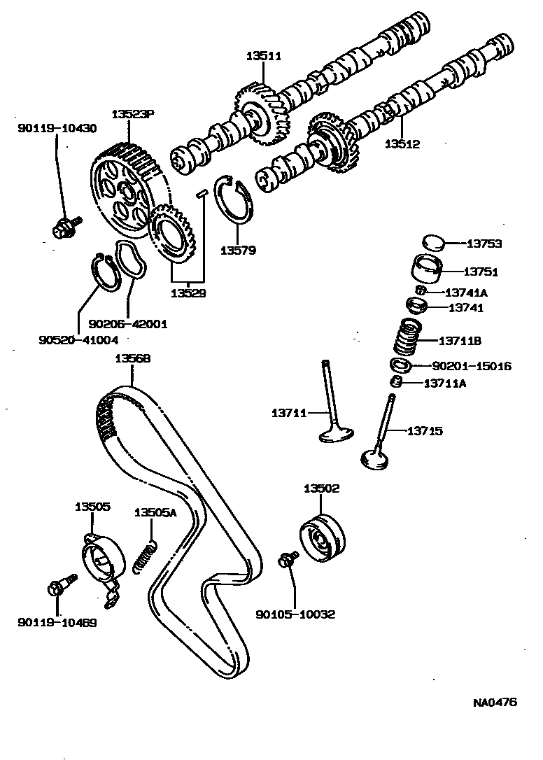 Toyota CAMRY Camshaft & Valve EPC diagram — NA0476