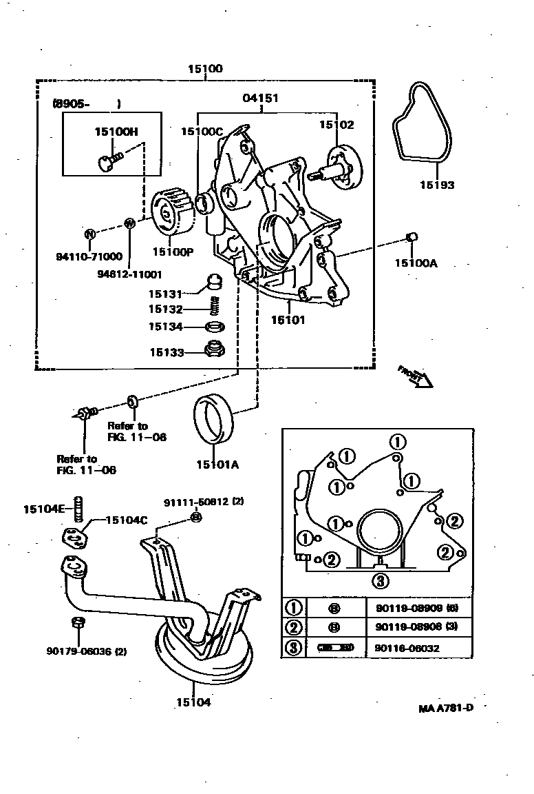 Toyota CAMRY Engine Oil Pump EPC diagram — MAA781D