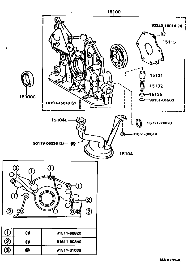 Toyota CAMRY Engine Oil Pump EPC diagram — MAA799A